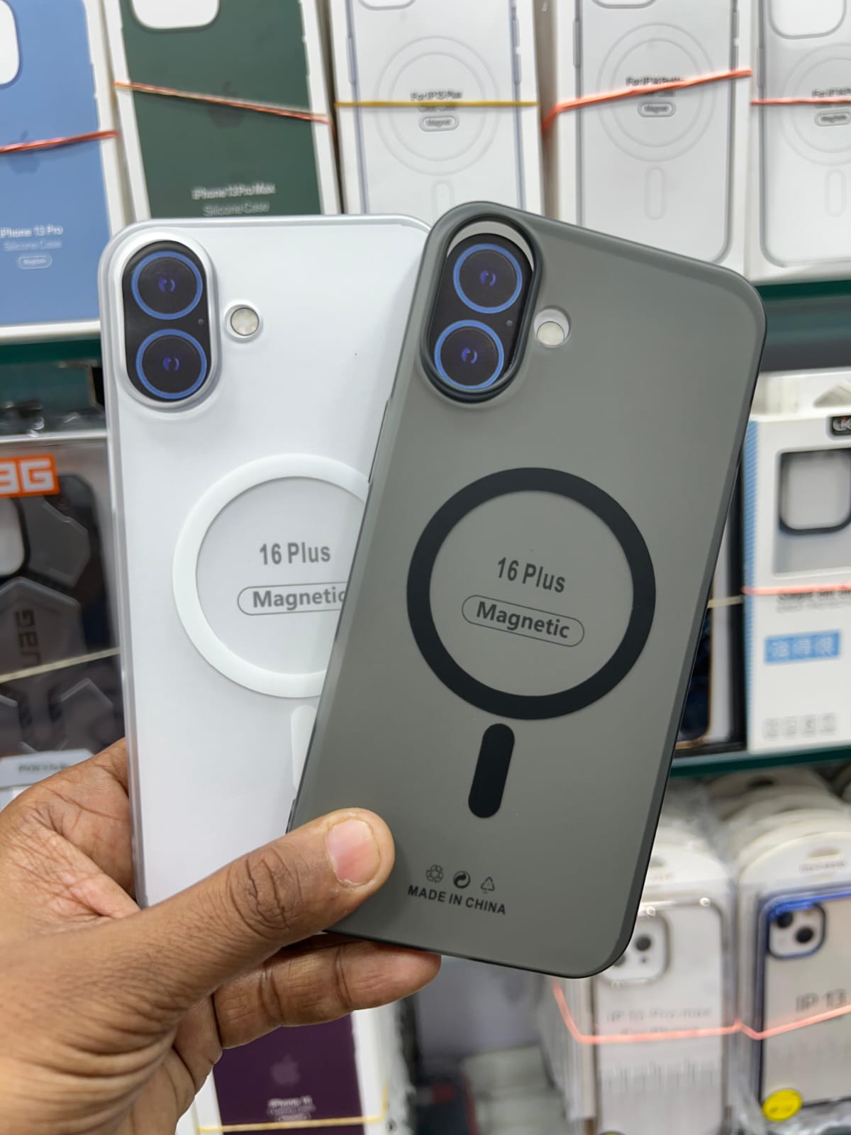 iPhone 16 Super Slim Semi Transparent Matte Finish Smoky Magsafe Case - Black