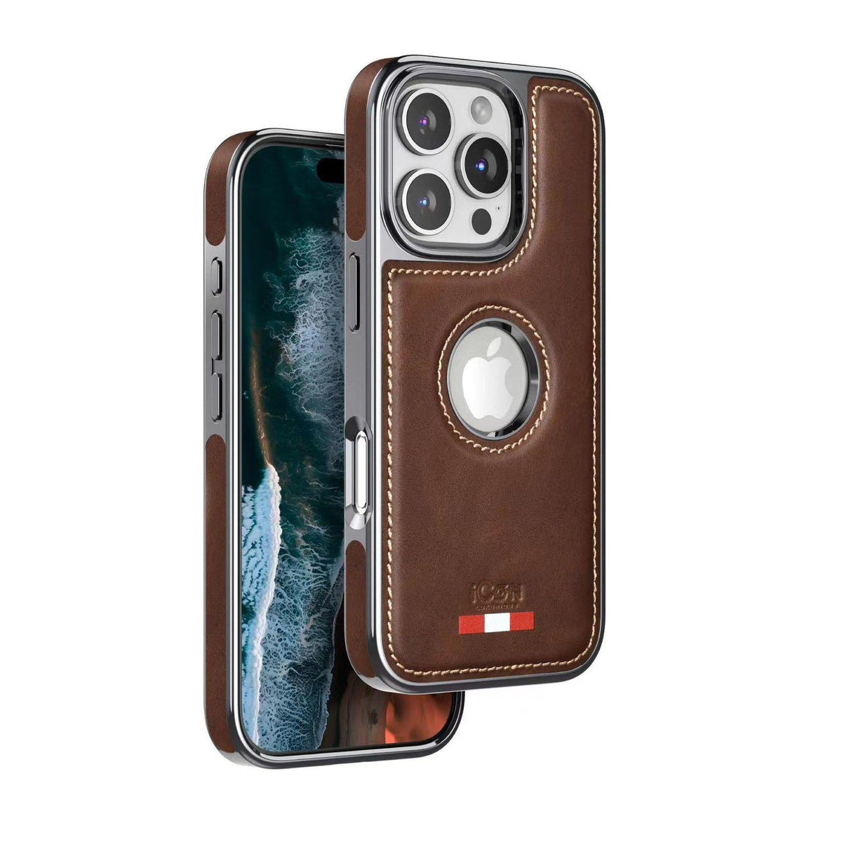 iPhone 16 Pro Leather Case 100% Genuine Leather Case with Logo Cut - Brown – CaseCart