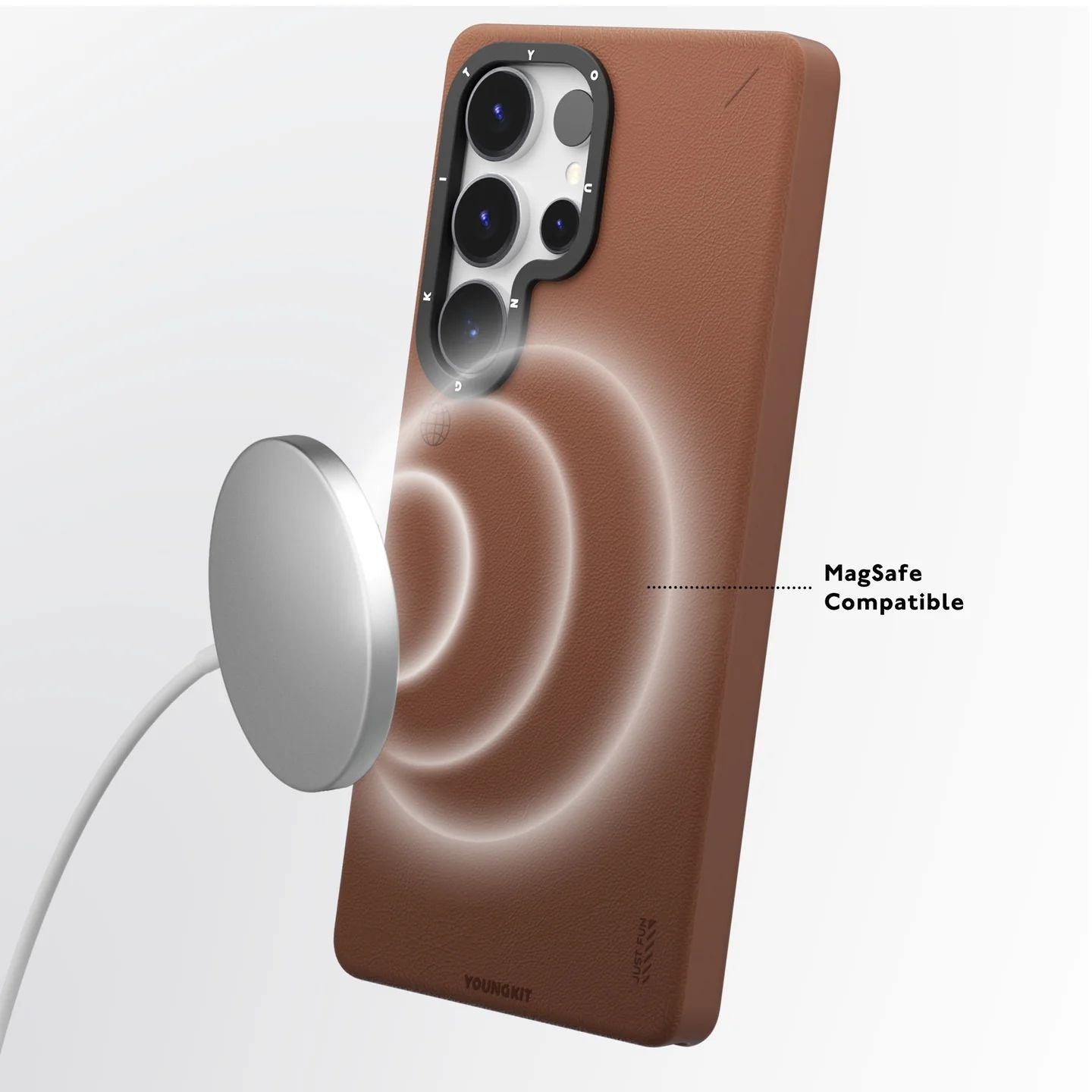 Samsung Galaxy S25 Ultra Leather Case, YOUNGKIT Matte Leather Cover Magsafe - Brown