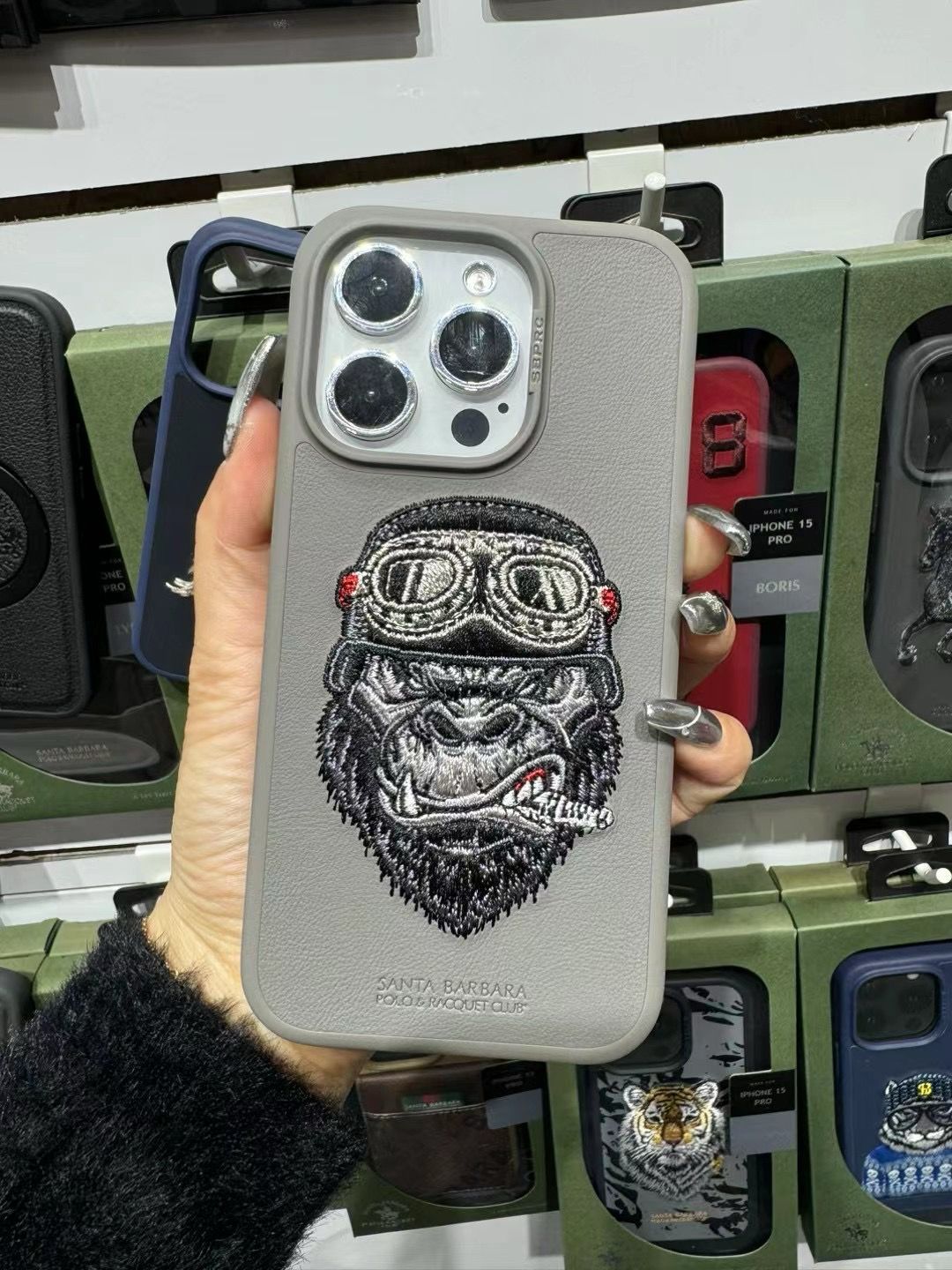 iPhone 15 Pro PATTI Series Genuine Santa Barbara Leather Case - Smoker/Thinker/Skull