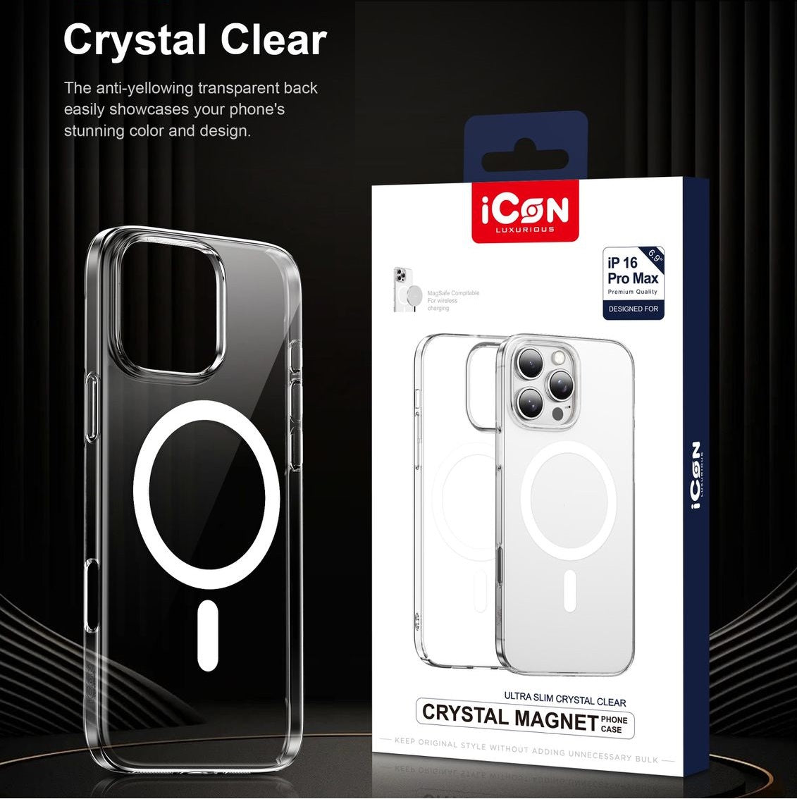 iPhone 16 Pro Max Trasparent Crystal Clear Magsafe Case - Never Yellow