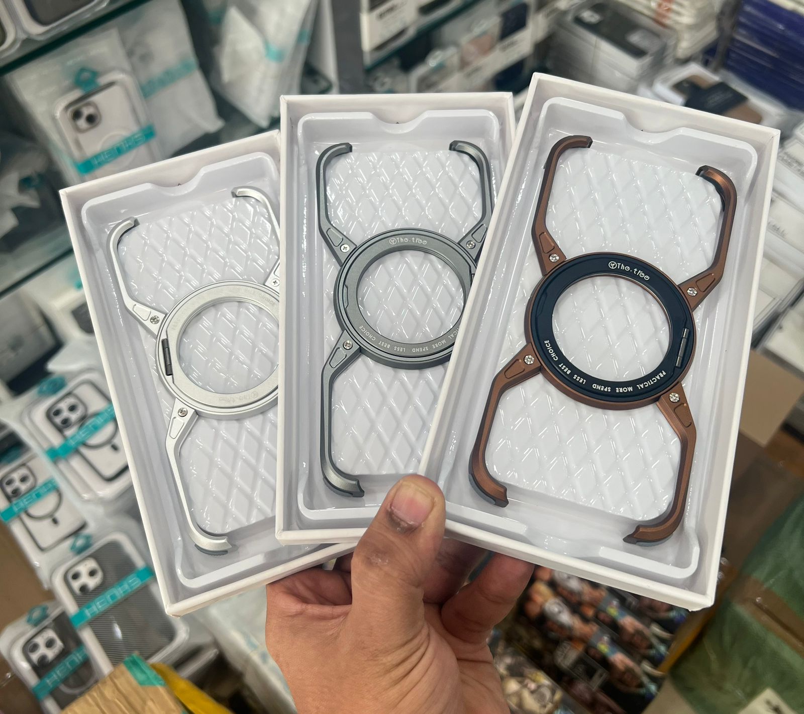 iPhone 16 Pro Metal Alloy X Shape Bumper Case with Magsafe & Rotating Stand - Silver