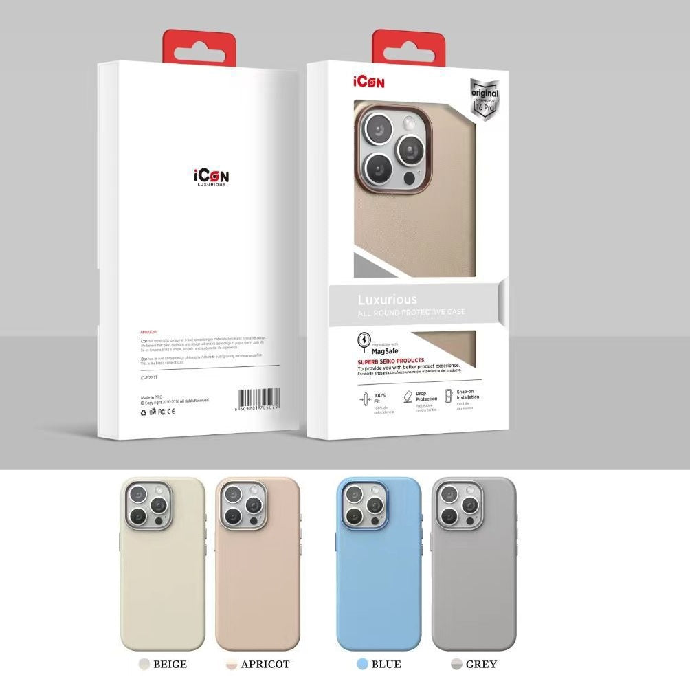 iPhone 16 Pro Max Leather Case, 100% Genuine Leather Cover with Magsafe - Biege