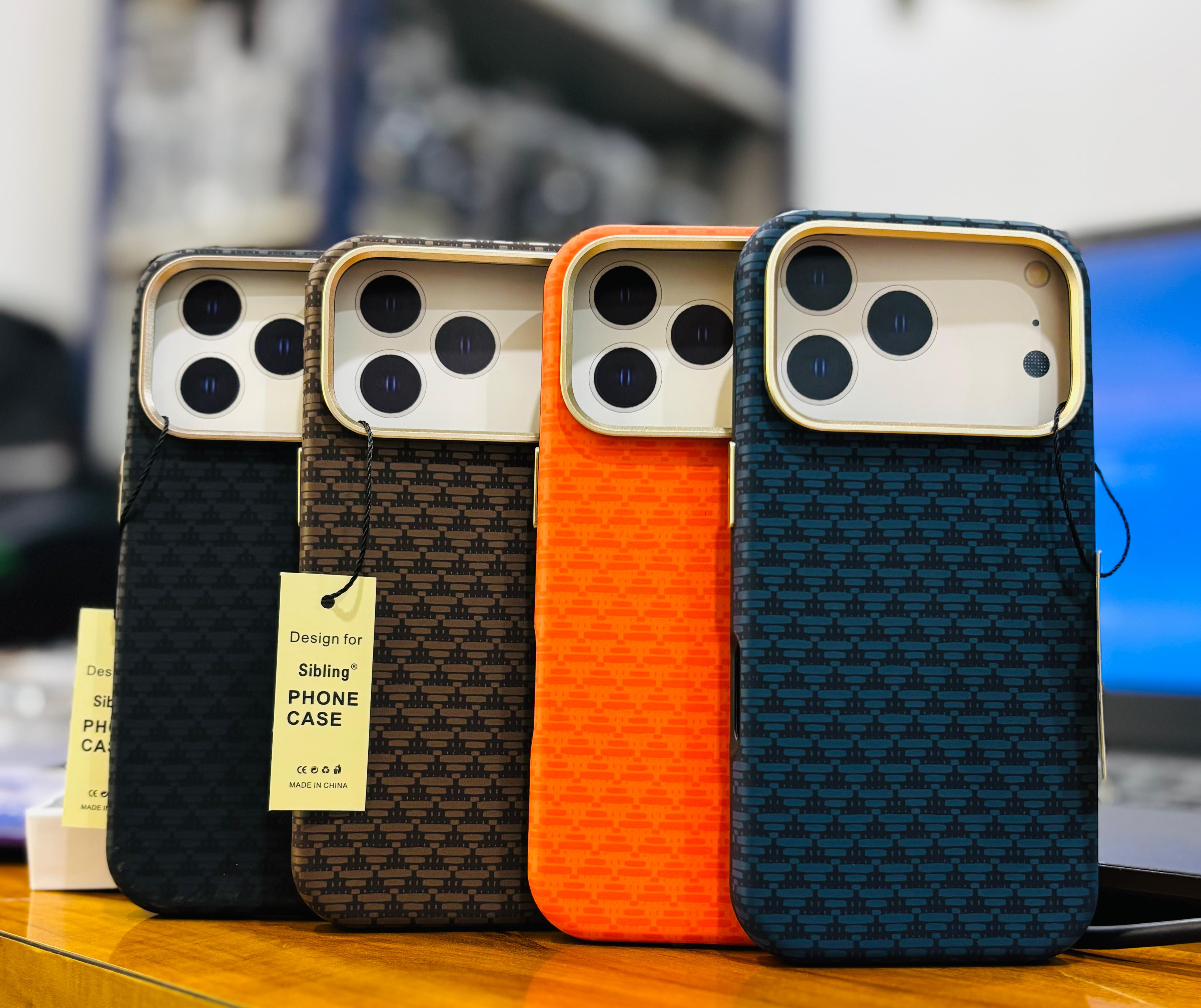 iPhone 17 Pro Max Carbon Cover, SIBLING Series Case with Metal Camera Protection - Orange