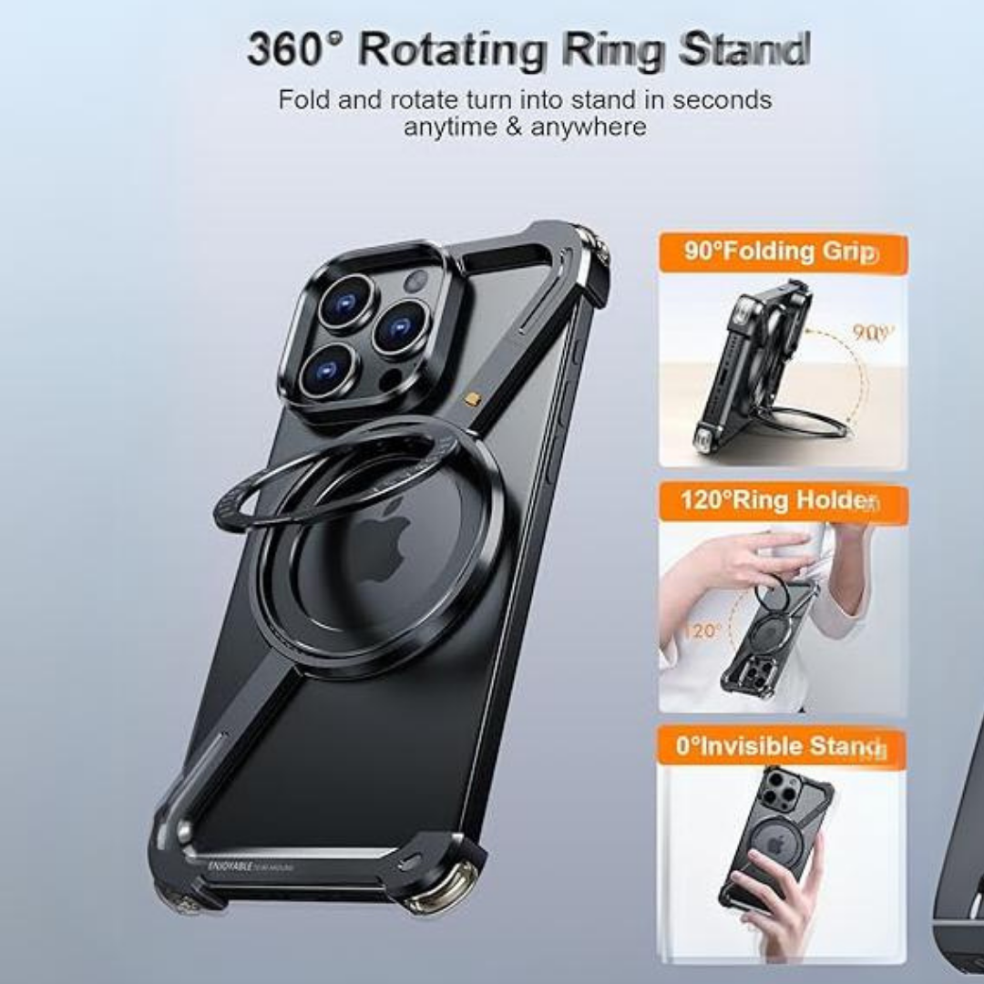 Z Metal Frameless Case with MagSafe Magnetic Stand for iPhone 16 Series