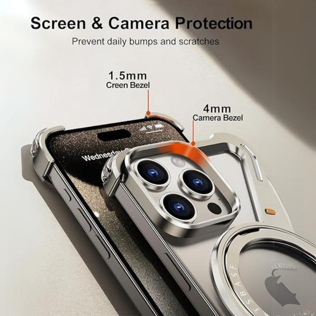 Z Metal Frameless Case with MagSafe Magnetic Stand for iPhone 16 Series