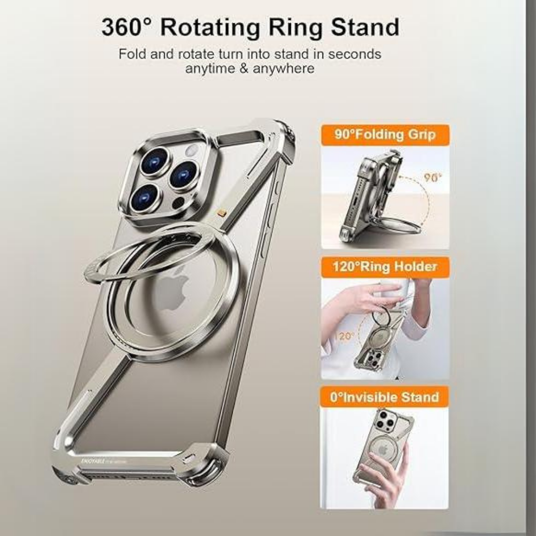 Z Metal Frameless Case with MagSafe Magnetic Stand for iPhone 16 Series