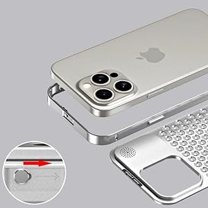 iPhone 15 Pro Max Metal Heat Dissipation Pure Aluminum Cooling Case with Aroma - Gray