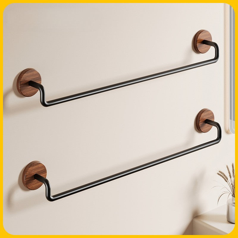 Premium Punch-Free Bathroom Towel Rack with Walnut Finish