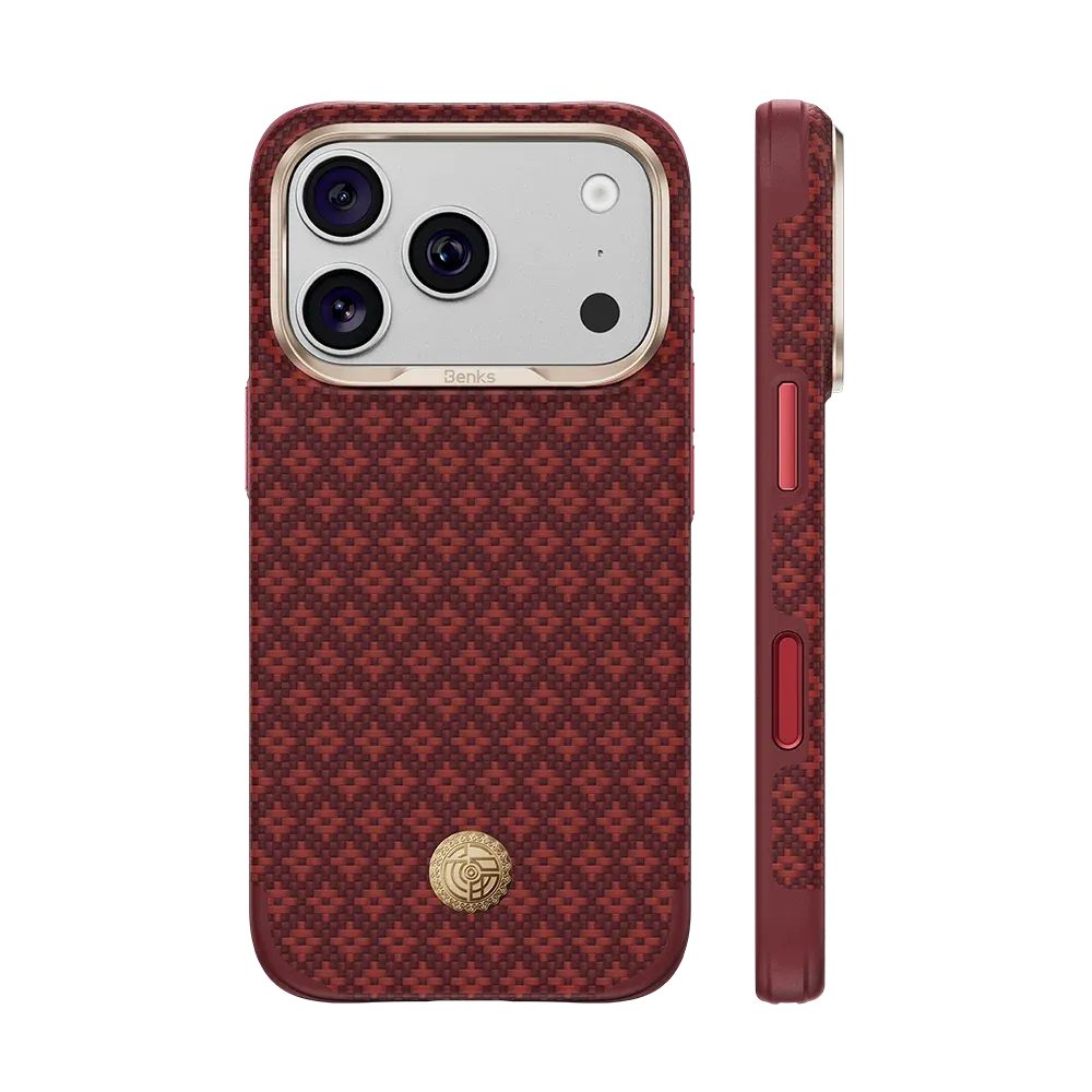 Benks ArmorEdge Kevlar® Case, Red, back and side view
