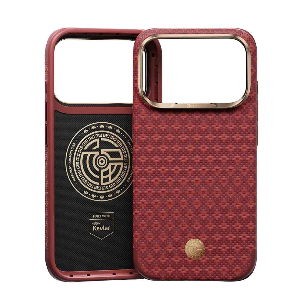 Benks ArmorEdge Kevlar® Case, Red, inside and back view