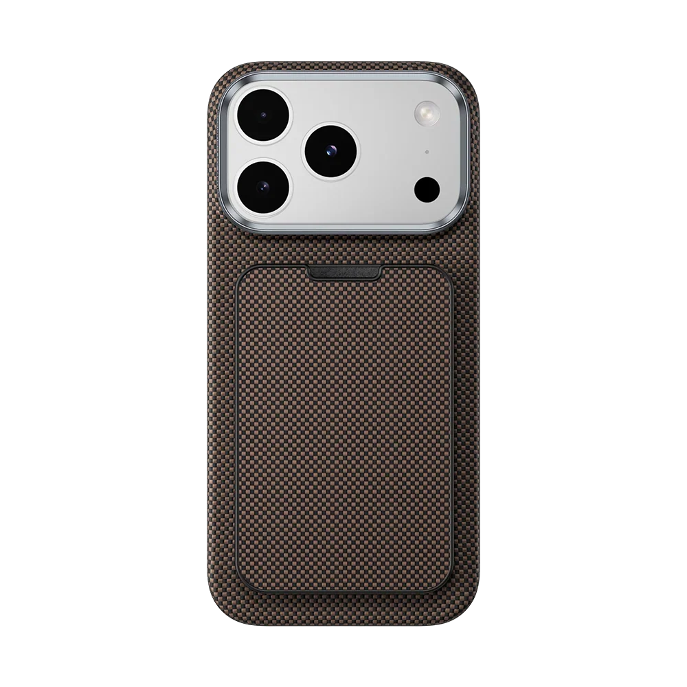 Benks ArmorGo Kevlar® Magnetic Wallet Stand, attached to iPhone