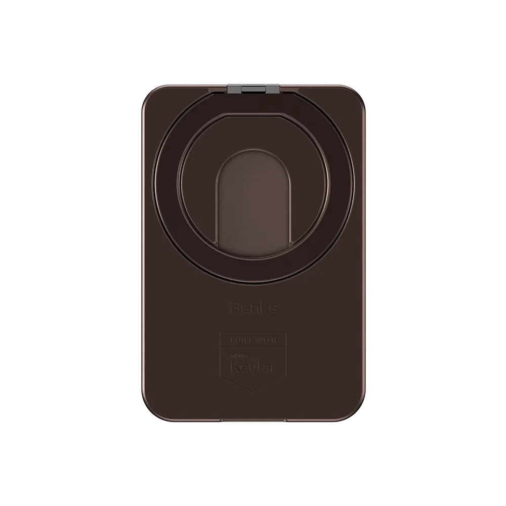 Benks ArmorGo Kevlar® Magnetic Wallet Stand, back with stand folded