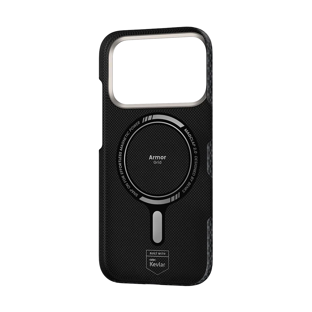 Benks ArmorGrid Air Kevlar® Case, Obsidian Black, inside view with magnetic ring