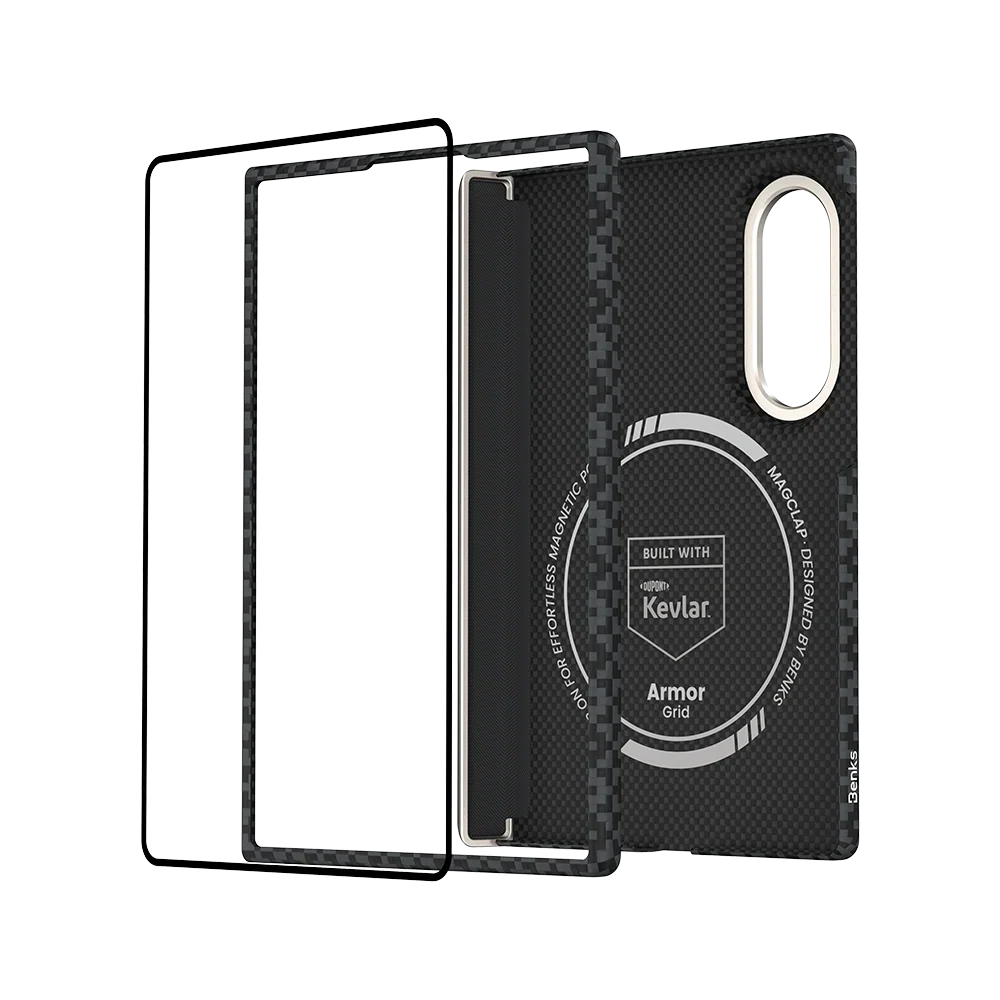 Benks ArmorGrid Air Kevlar® Case Grand Combo for Samsung Galaxy Z Fold 8, Obsidian Black, parts of the kit