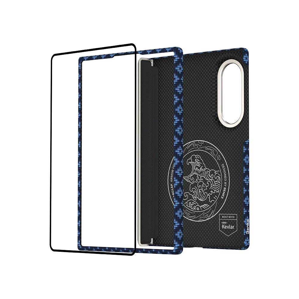 Benks ArmorGrid Air Kevlar® Case Grand Combo for Samsung Galaxy Z Fold 8, Azure Blue, parts of the kit