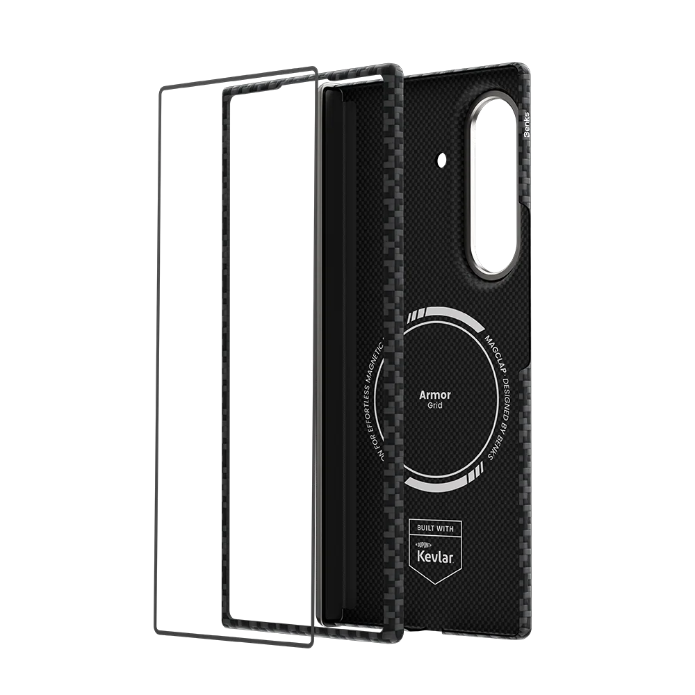 Benks ArmorGrid Air Kevlar® Case Grand Combo for Samsung Galaxy Z Fold 8 Ultra, Obsidian Black, parts of the kit