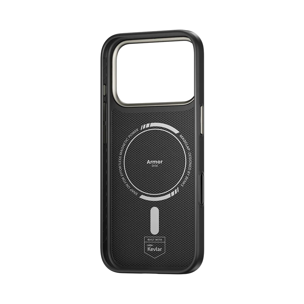 Benks ArmorGrid Pro Kevlar® Case, Obsidian Black, inside view with magnetic ring