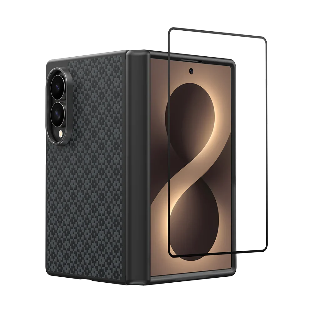 Benks ArmorGrid Pro Kevlar® Case Grand Combo for Samsung Galaxy Z Fold 8, Obsidian Black, with front frame and screen protector