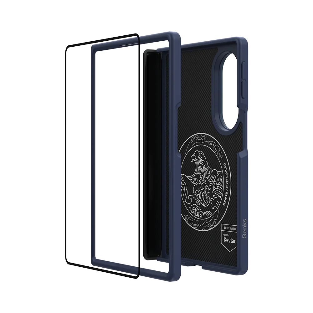 Benks ArmorGrid Pro Kevlar® Case Grand Combo for Samsung Galaxy Z Fold 8, Azure Blue, parts of the kit