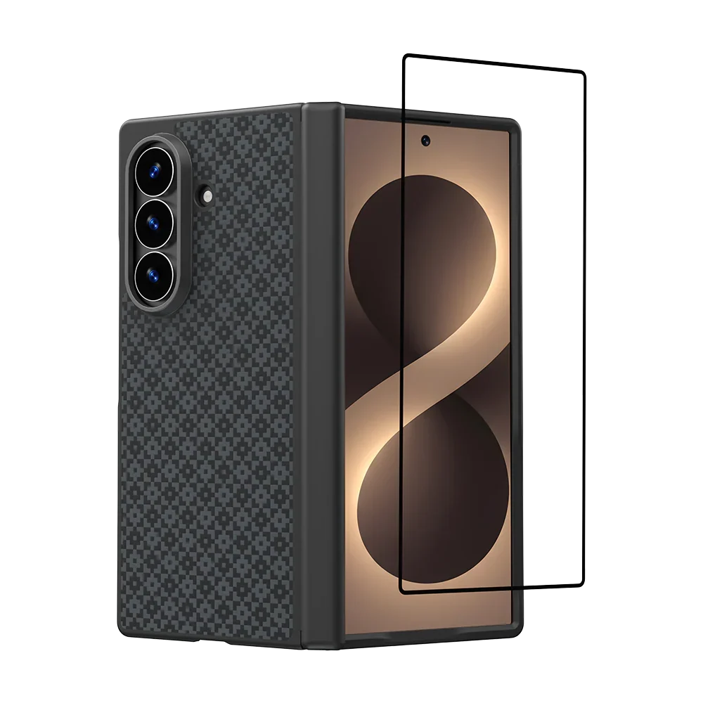 Benks ArmorGrid Pro Kevlar® Case Grand Combo for Samsung Galaxy Z Fold 8 Ultra, Obsidian Black, with front frame and screen protector