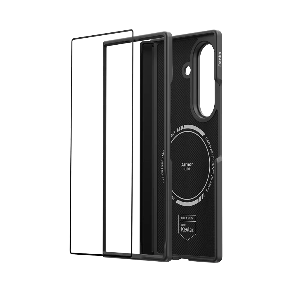 Benks ArmorGrid Pro Kevlar® Case Grand Combo for Samsung Galaxy Z Fold 8 Ultra, Obsidian Black, parts of the kit