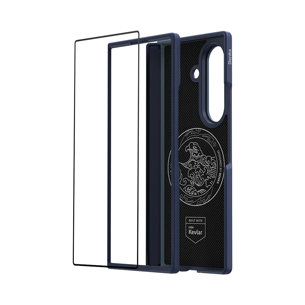 Benks ArmorGrid Pro Kevlar® Case Grand Combo for Samsung Galaxy Z Fold 8 Ultra, Azure Blue, parts of the kit
