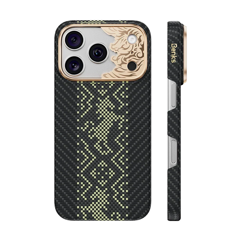 Benks Knight Air Kevlar® Case, Black, back and side view