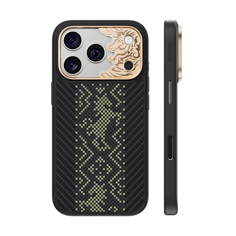 Benks Knight Pro Kevlar® Case, Black, back and side view