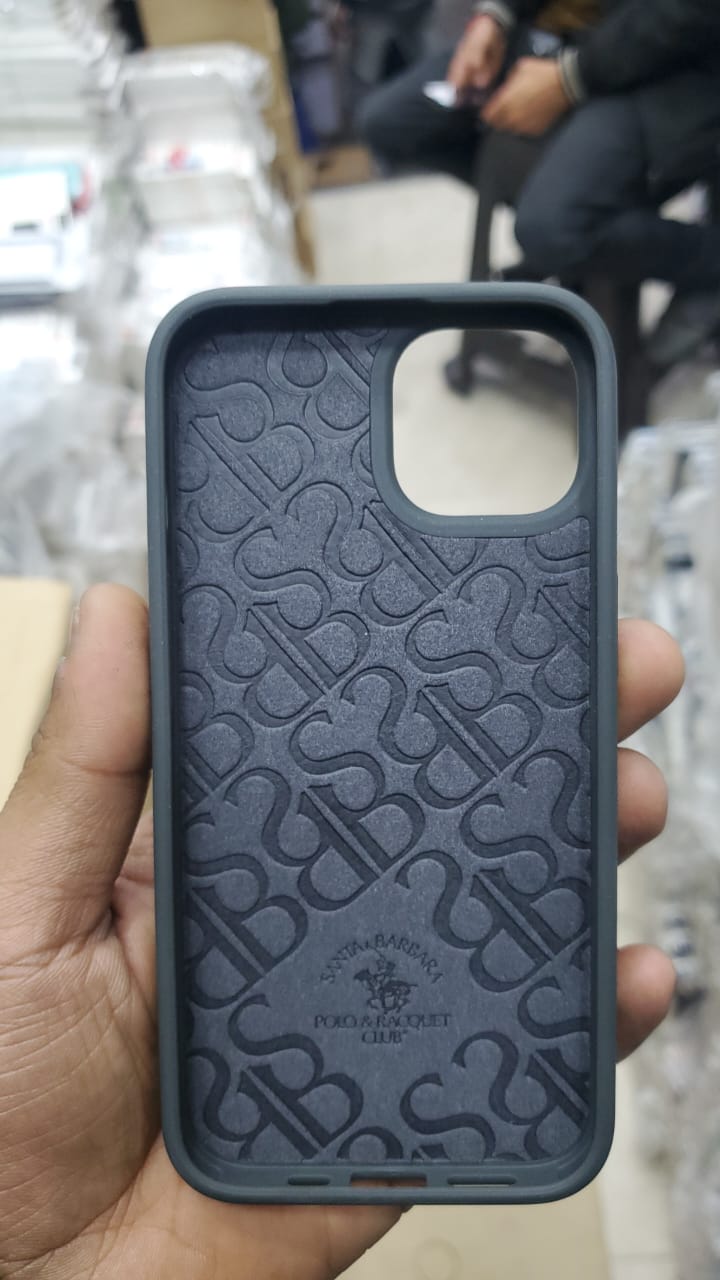 Apple iPhone 14 Santa Barbara Polo & Racquet Club ® Luxury Savana Series Leather Case for iPhone 14 - Black Horse