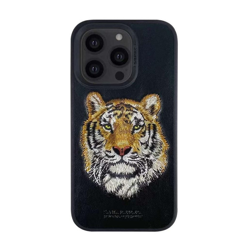iPhone 14 Pro Max Santa Barbara Savanna Series Leather Case - Tiger
