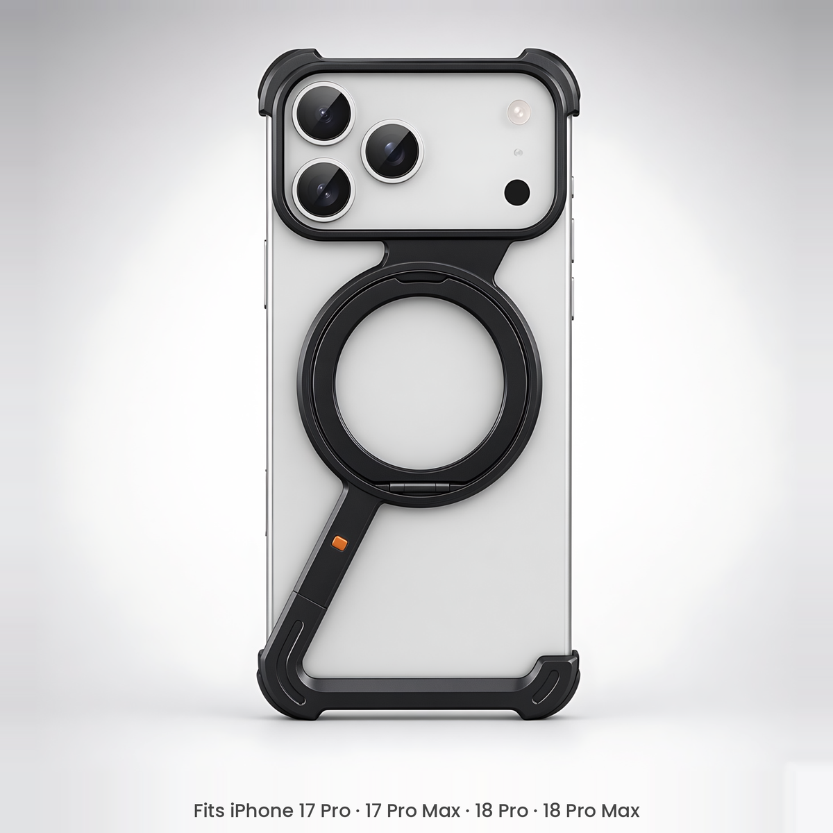 OATSBASF Z-Shape Aluminium Bumper with MagSafe Kickstand for iPhone 18 Pro & 17 Pro Series – Black