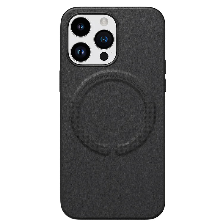 iPhone 13 Pro Max Premium Leather Magsafe Back Cover - Black