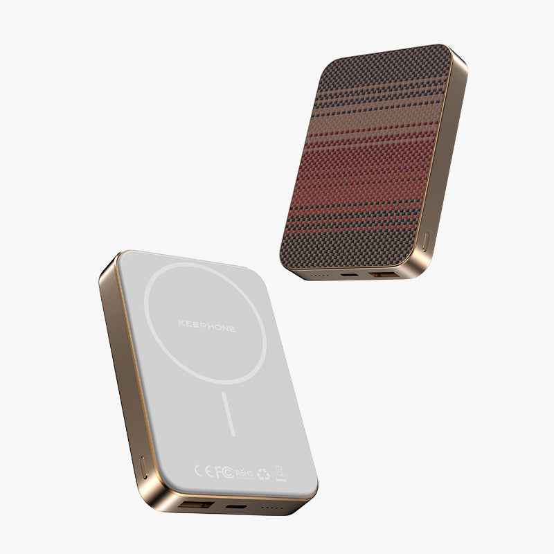 BRENDY 10000mAh Kevlar® Magnetic Wireless Power Bank, PD 20W in Orange Carbon Fiber