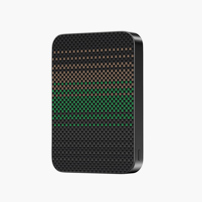 BRENDY 10000mAh Kevlar® Magnetic Wireless Power Bank, PD 20W in Black Green Carbon Fiber