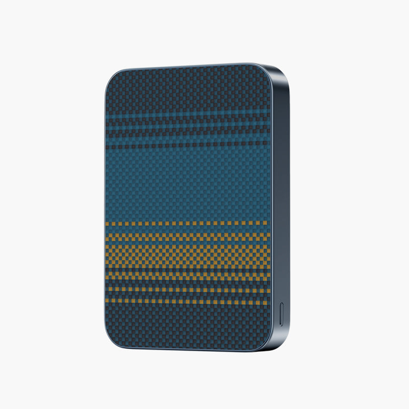 BRENDY 10000mAh Kevlar® Magnetic Wireless Power Bank, PD 20W in Blue Carbon