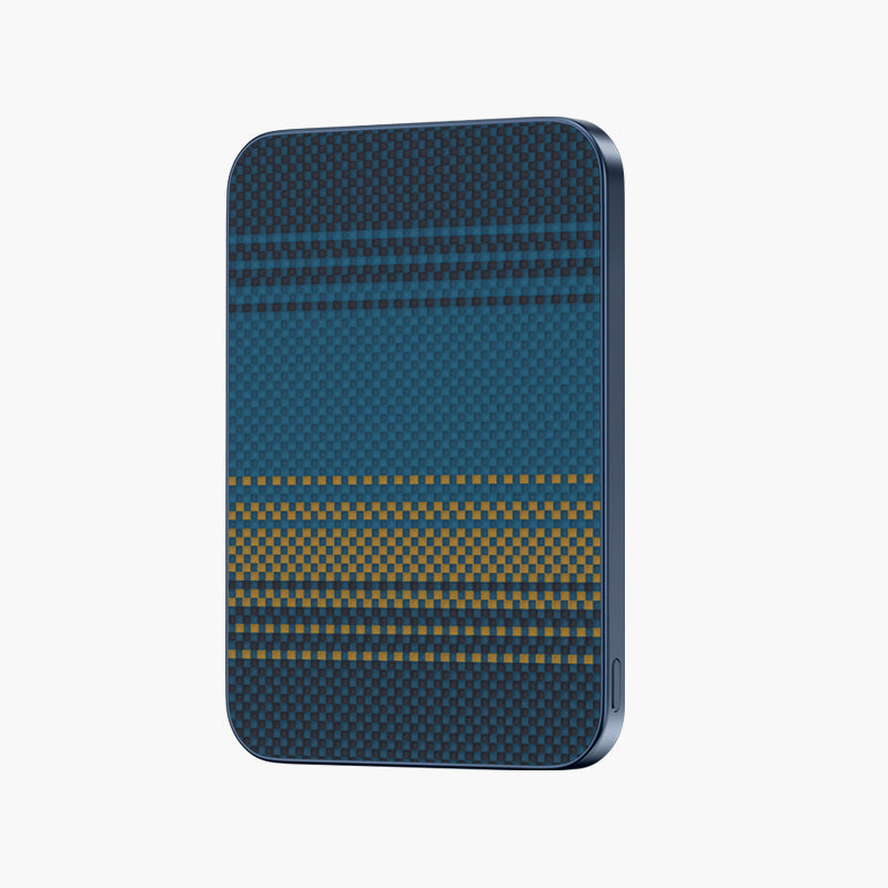 BRENDY Ultra-Slim 5000mAh Kevlar® Magnetic Wireless Power Bank, PD 20W in Blue Carbon