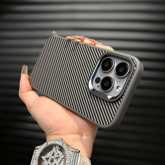 iPhone 15 Pro Max Smooth & Sleek Finish Soft Carbon Texture Case - Titanium