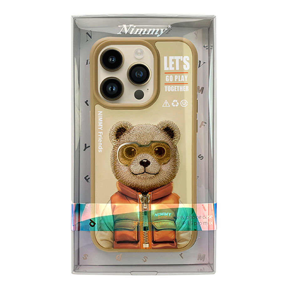 iPhone 15 Pro Max Nimmy Official Embroidery Jacket Series Case Cover - Teddy