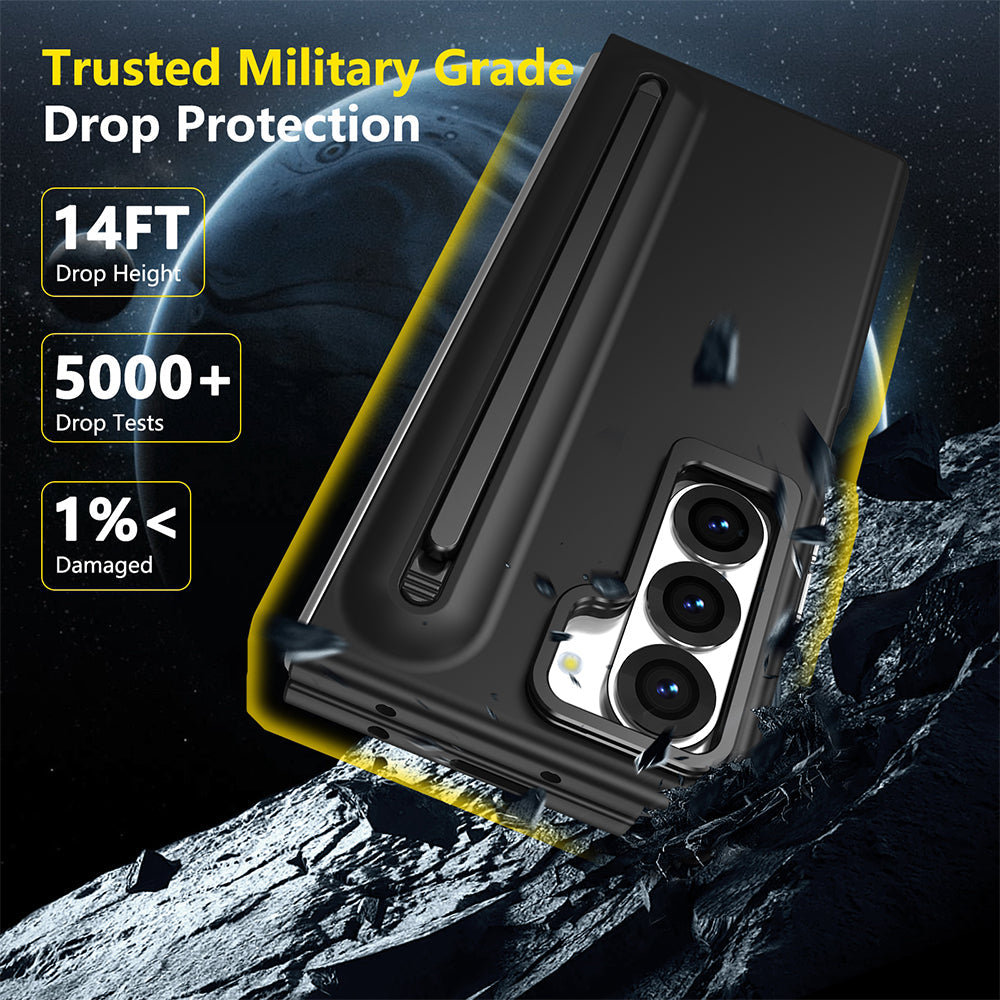 Samsung Galaxy Z Fold7 Skin Feel Case with Metal Stand, S Pen & Front Glass