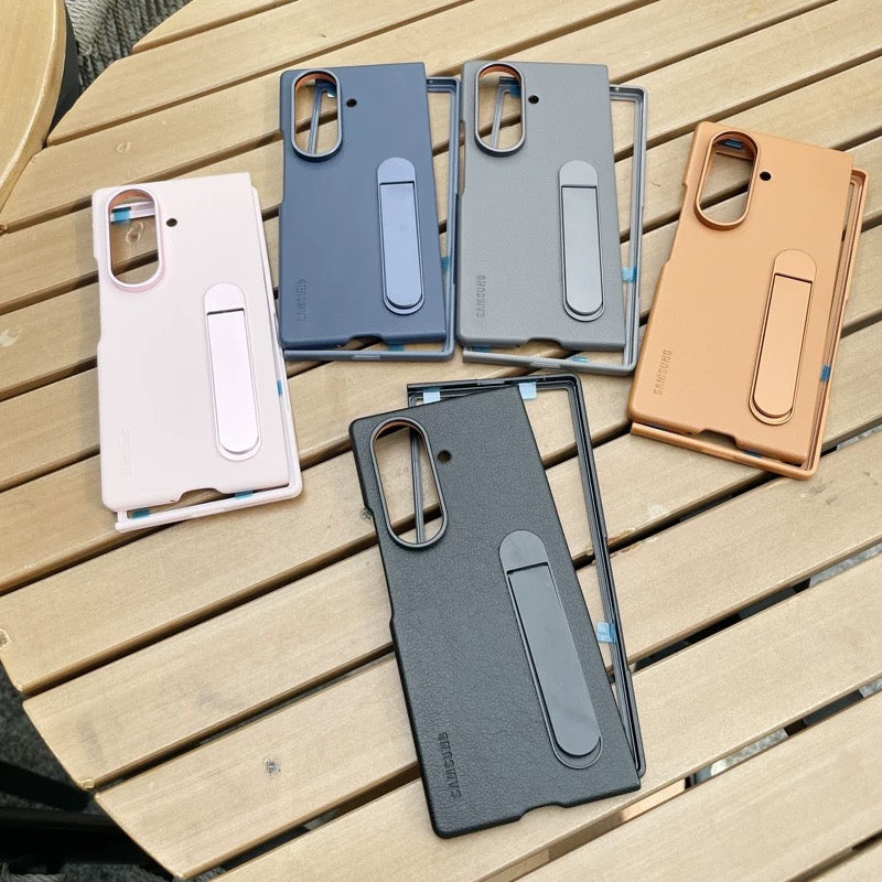 Samsung Galaxy Z Fold 6 Leather Protective Shell Case with Kickstand