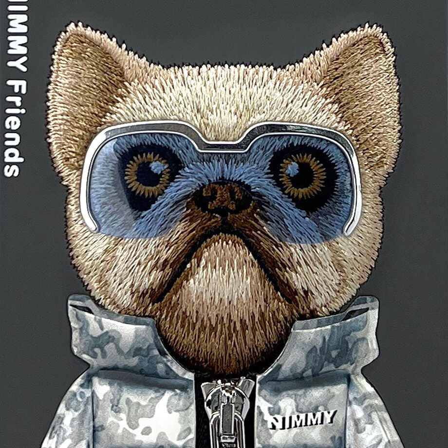 iPhone 16 Pro Nimmy Embroidery Jacket Series Back Cover - Black Dog