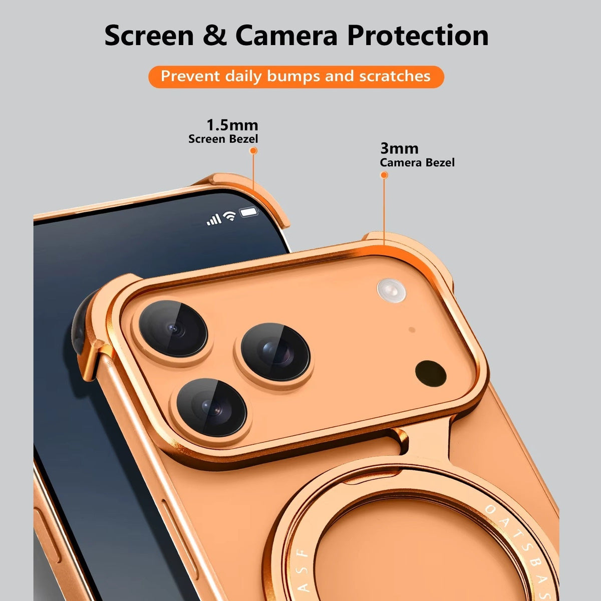 iPhone 17 Pro Z Shape Frameless Metal Bumper Case with 360° Rotatable Stand & Magsafe