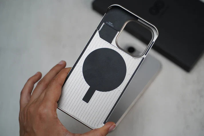 iPhone 15 Pro Max Frameless Metal AeroFLex Aluminum & Leather Case with Aroma