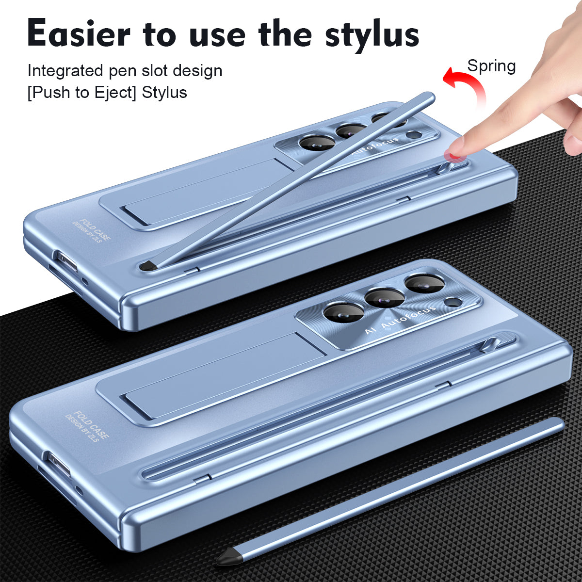 Samsung Galaxy Z Fold 6 Electroplating Back Cover Case with Kickstand, Stylus & Front Glass