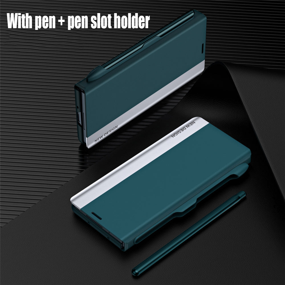 Samsung Galaxy Z Fold 6 Shockproof Leather Flip Case with Pen