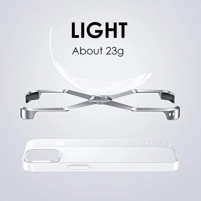 iPhone 15 Pro Metal Rimless Titanium Aluminum Alloy Heat Dissipation Bumper Case - Titanium
