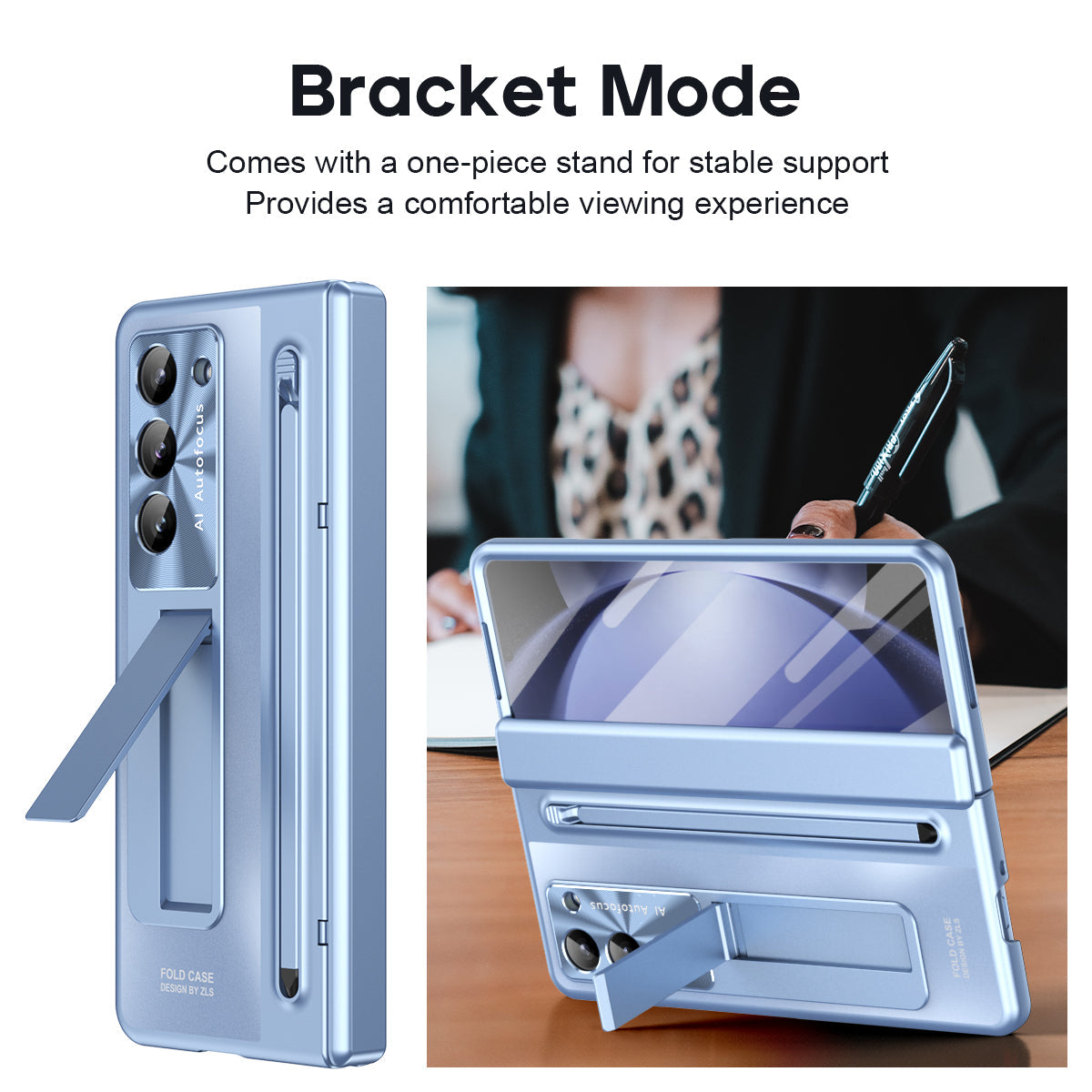 Samsung Galaxy Z Fold 6 Electroplating Back Cover Case with Kickstand, Stylus & Front Glass