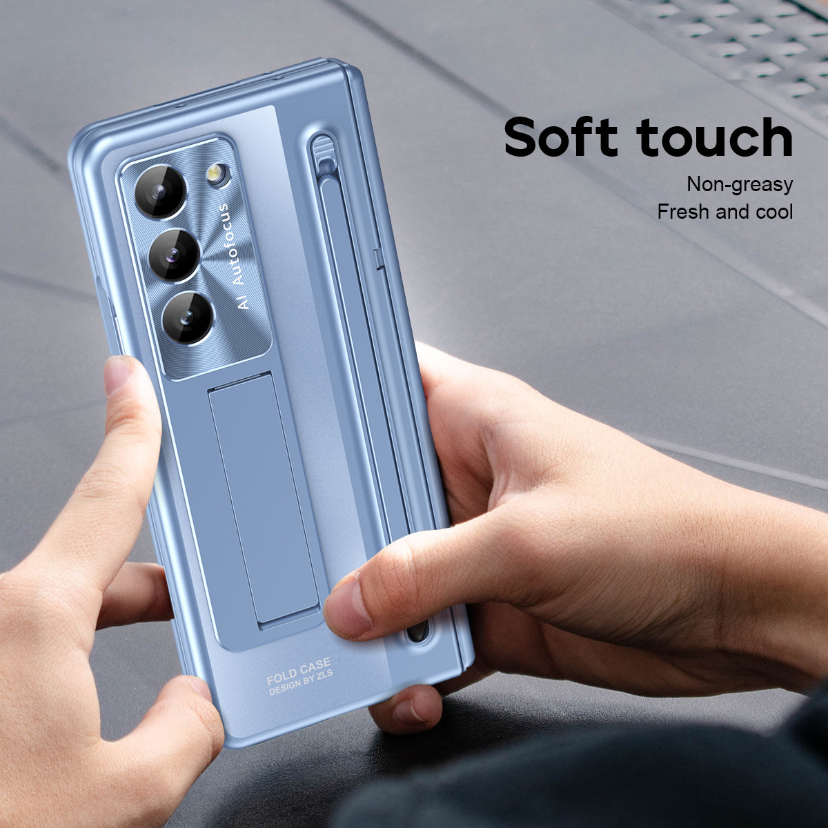 Samsung Galaxy Z Fold 6 Electroplating Back Cover Case with Kickstand, Stylus & Front Glass