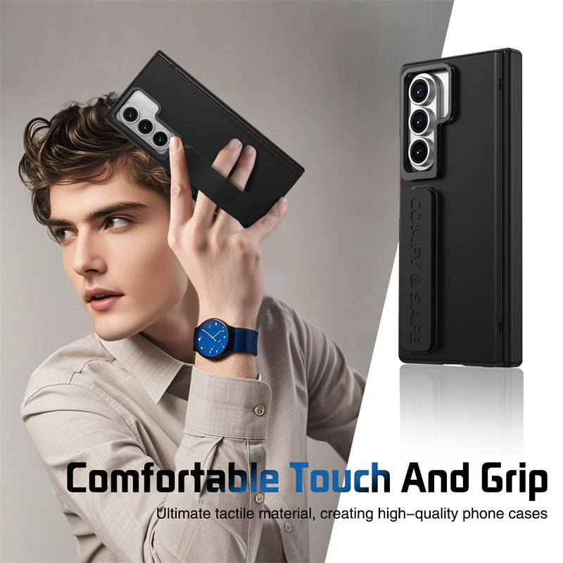 Samsung Galaxy Z Fold7 Skin Feel Hard Case with Silicon Strap, Hinge & Front Glass